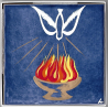 Céramique Pentecôte : Feu de l'Esprit Saint et Colombe de Sacrements et profession de foi