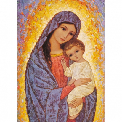 Icône religieuse de la Vierge de lumière avec l'Enfant de Icônes contemporaines