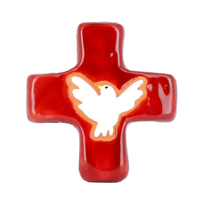 Croix colombe rouge (10x10 cm) de Crèches de Noël