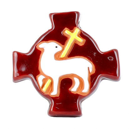 Croix agneau marron (10x10 cm) de Crèches de Noël