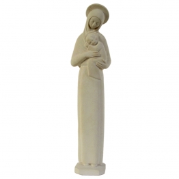 Statue religieuse de la Vierge Mère auréolée ton pierre
