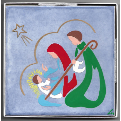 Céramique La Nativité de Jésus à la Crèche, peinte à la main de La Sainte Famille