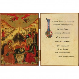 Diptyque religieux de La Nativité avec citation de st Thomas d'Aquin