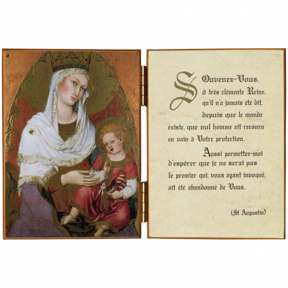 Diptyque religieux de La Vierge à l'Enfant avec une citation de saint Augustin