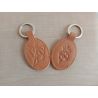 porte-clés en cuir marron avec motif Agneau et Sacré-Coeur de Petite maroquinerie