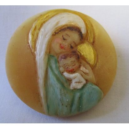 Médaillon rond visages de face de La Vierge Marie
