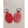Porte-clés en cuir rouge avec motif agneau et Sacré coeur de Petite maroquinerie
