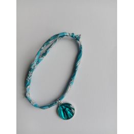 Bracelet liberty bleu avec médaille ND de Pellevoisin