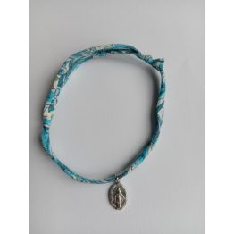 Bracelet liberty bleu avec médaille miraculeuse
