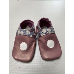 chausson bébé en cuir d'agneau 6-12 mois violet