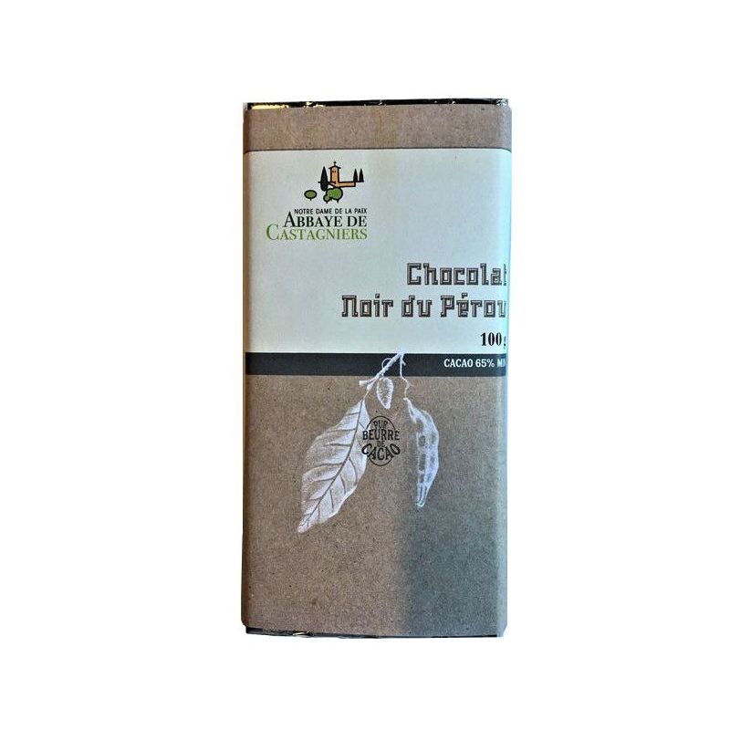 Tablette de Chocolat Noir du Pérou Cacao 65 100 g CASTAGNIERS (Abbaye NotreDamedela