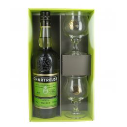 Coffret Chartreuse Verte 70 cL + 2 verres 