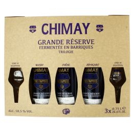 Coffret Trilogie Bière Chimay Bleue Grande Réserve Fermentée en Barriques 3 x 75 cl 